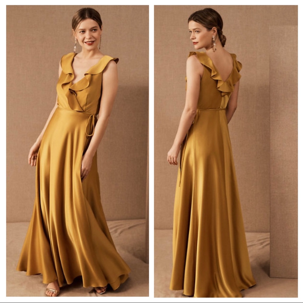 NWT BHLDN Tansy Satin Charmeuse Maxi Dress in Marigold Z46-40